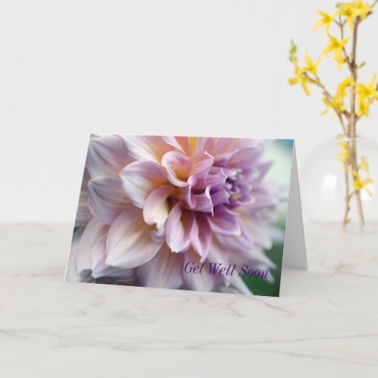 ダリアのデザインの井戸をすぐに得て下さい カード (黄色い花)