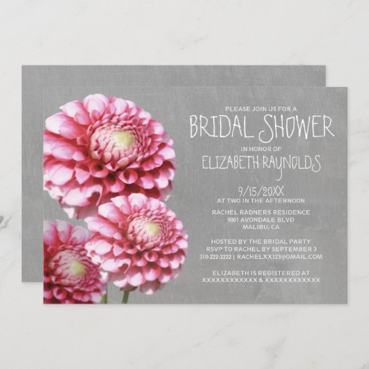 ダリアのブライダルシャワー招待状 招待状 (正面/裏面)
