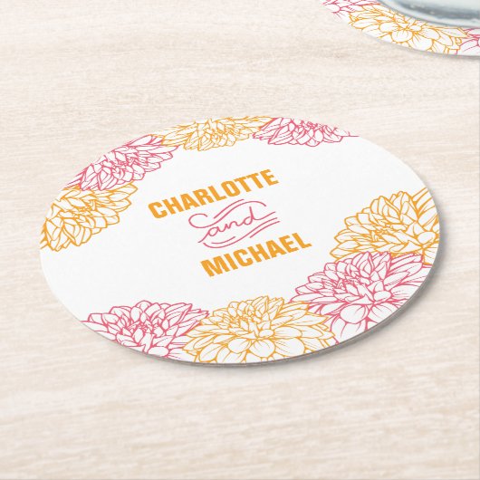 ダリアのペーパーコースター ラウンドペーパーコースター (アングル)