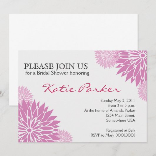 ダリアの紫色の花 招待状 (正面/裏面)