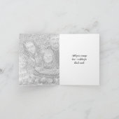 ダリアの花とオリジナルの結婚式の写真 サンキューカード (内部)