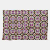 ダリアの花のアブストラクトパターン キッチンタオル (横)