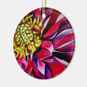 ダリアの花のオリジナル抽象水彩アート セラミックオーナメント (左)