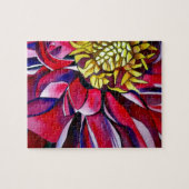 ダリアの花のオリジナル抽象水彩画アート ジグソーパズル (横)
