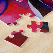 ダリアの花のオリジナル抽象水彩画アート ジグソーパズル (側面)