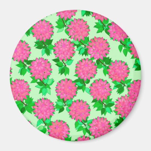 ダリアの花の明るい赤紫色ピンク マグネット (正面)