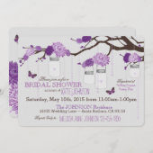 ダリアの花の枝モダンのブライダルシャワー 招待状 (正面/裏面)