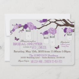 ダリアの花の枝モダンのブライダルシャワー 招待状