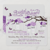 ダリアの花の枝 現代のブライズシャワー 招待状 (正面/裏面)