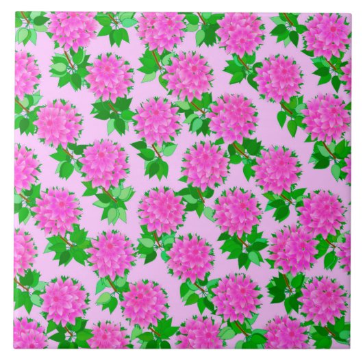 ダリアの花の深いピンク タイル (正面)