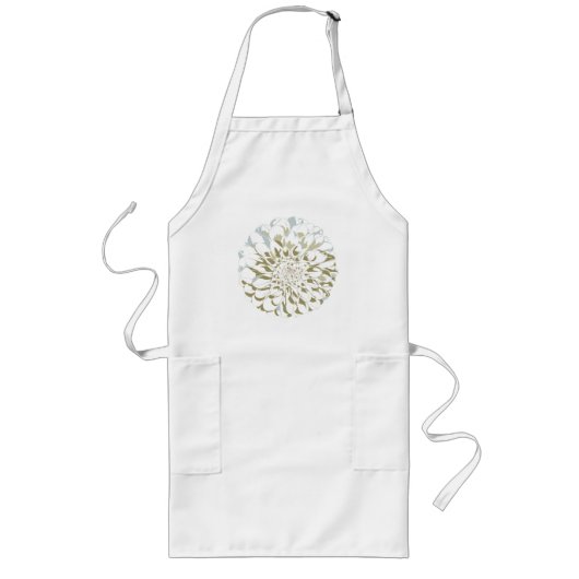 ダリアの花の長いエプロン ロングエプロン (正面)