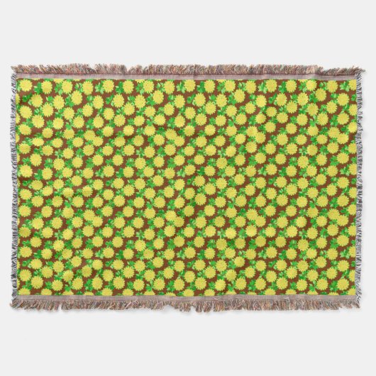 ダリアの花は黄色とチョコレート スローブランケット (正面)