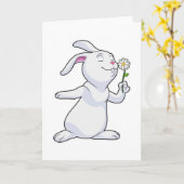 ダリアの花を持つウサギ カード (黄色い花)