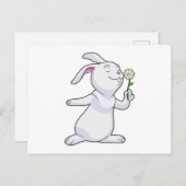 ダリアの花を持つウサギ ポストカード (正面/裏面)