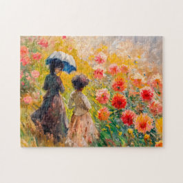 ダリアの花壇のふたりの女性 ジグソーパズル