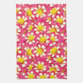 ダリアの花束 – サンゴと黄色と白 キッチンタオル (縦)