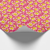 ダリアの花束 – サンゴと黄色と白 ラッピングペーパー (角)