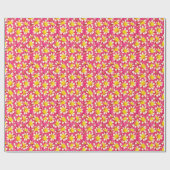 ダリアの花束 – サンゴと黄色と白 ラッピングペーパー (フラット)