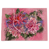 ダリアの花　ピンクの水彩画 ラージペーパーバッグ (正面)