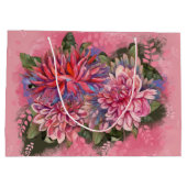 ダリアの花　ピンクの水彩画 ラージペーパーバッグ (裏面)