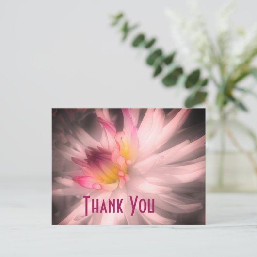 ダリアの花 ブラック&ホワイトの感謝カード ポストカード (スタンド正面)