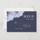 ダリアの花 ライラック ネイビーブルー 花のウェディング RSVP 招待状 (正面)