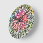 ダリアの花 ラウンド壁時計 (傾斜)