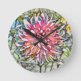 ダリアの花 ラウンド壁時計