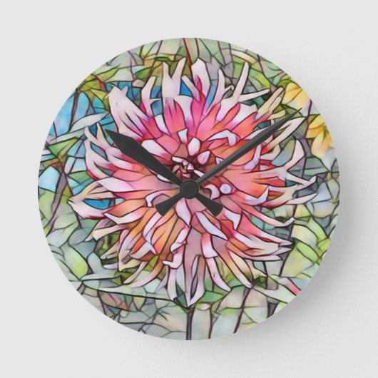 ダリアの花 ラウンド壁時計 (正面)