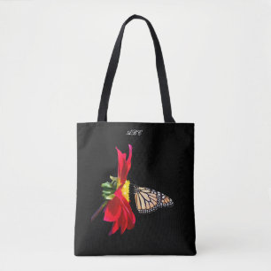ダリアの(昆虫)オオカバマダラ、モナークのAll-Over_Printの赤いトート トートバッグ