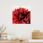 ダリアはっきりしたウォーターカラークリムゾン ポスター (キッチン)