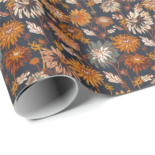 ダリアはっきりしたキクのパタ中国のーン ラッピングペーパー (ロールコーナー)