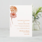 ダリアはっきりしたフローラアートスケッチモダン秋の結婚式 招待状 (スタンド正面)