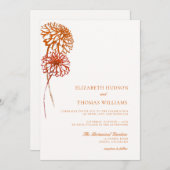 ダリアはっきりしたフローラアートスケッチモダン秋の結婚式 招待状 (正面/裏面)