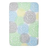 ダリアは灰色の青く真新しい花の浴室の装飾を黄色にします バスマット (正面縦)