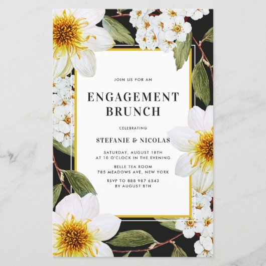 ダリアアンドスピレアボタニカル婚約招待状 (正面)