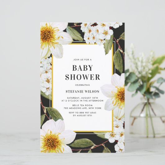 ダリアアンドスピレア植物性ベビーシャワー招待状 (スタンド正面)