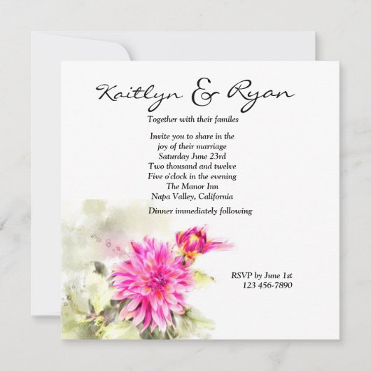 ダリアウォーターカラー結婚式招待状 招待状 (正面)