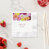 ダリアエレガント花模様ズ結婚ナプキンス 縁ありカクテルナプキン (インサイチュ)