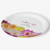 ダリアエレガント花模様結婚ズ ペーパープレート (アングル)