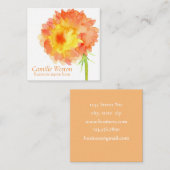 ダリアオレンジウォーターカラーフラワー スクエア名刺 (正面/裏面)