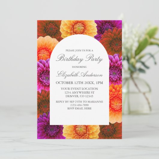 ダリアオータムフローラ誕生日 招待状 (スタンド正面)