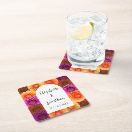 ダリアオータム結婚フローラ スクエアペーパーコースター