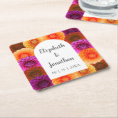 ダリアオータム結婚フローラ スクエアペーパーコースター (アングル)