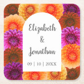 ダリアオータム結婚フローラ スクエアペーパーコースター (正面)