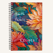 ダリアカラフルフローラタペストリーレシピ ノートブック (正面)