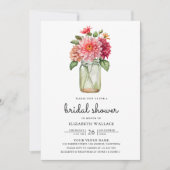 ダリアカラフルメイソンジャール写真ブライダルシャワー 招待状 (正面)