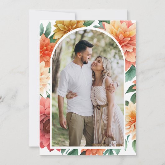 ダリアカラフルメイソンジャール写真ブライダルシャワー 招待状 (裏面)