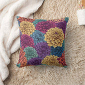 ダリアカラフル花柄 クッション (ブランケット)