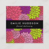ダリアカラフル花、花屋、花屋 スクエア名刺 (正面)